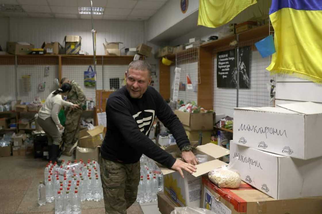 Volunteer Slava Kovalenko helps provide aid to soldiers and others in the town of Sloviansk