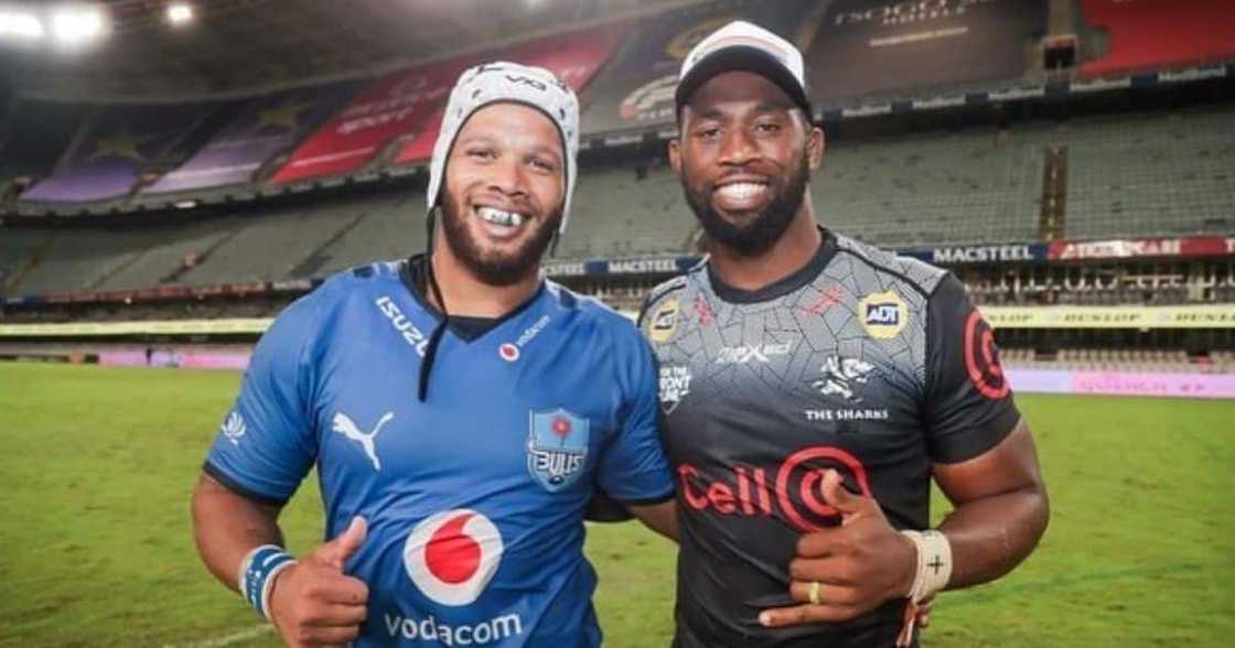 Springboks and Cell C Sharks Star Siya Kolisi (r) has also reacted to his debut against the Blue Bulls. Image: Instagram Springboks and Cell C Sharks Star Siya Kolisi (r) has also reacted to his debut against the Blue Bulls. Image: Instagram
