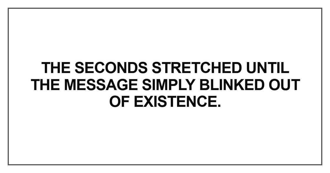 The seconds stretched until the message simply The seconds stretched until the message simply