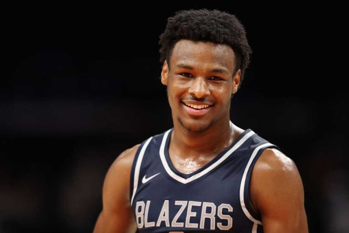 Bronny is all smiles at a Sierra Canyon game. 
Source: Christian Petersen /Getty Images.