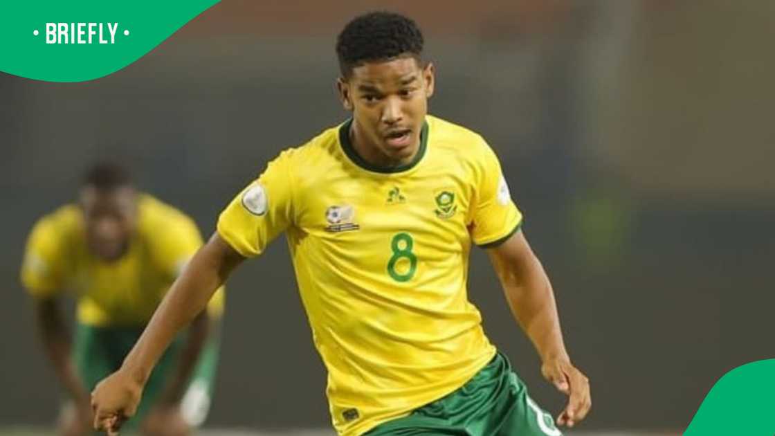 The Stellenbosch FC midfielder added composure and control in midfield, capping off his performance with a crucial second goal.Image Credit/SABC Sport. The Stellenbosch FC midfielder added composure and control in midfield, capping off his performance with a crucial second goal.Image Credit/SABC Sport.