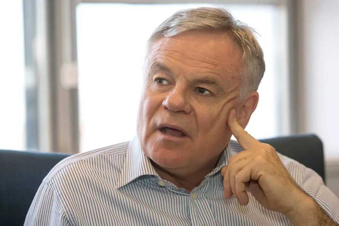 Koos Bekker, billionaire and chairman of Naspers Ltd., speaks during an interview at his office in Cape Town