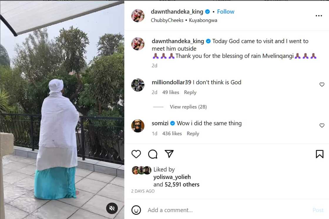 Thandeka Dawn King faced the heavy rainstorm recently. Thandeka Dawn King faced the heavy rainstorm recently.