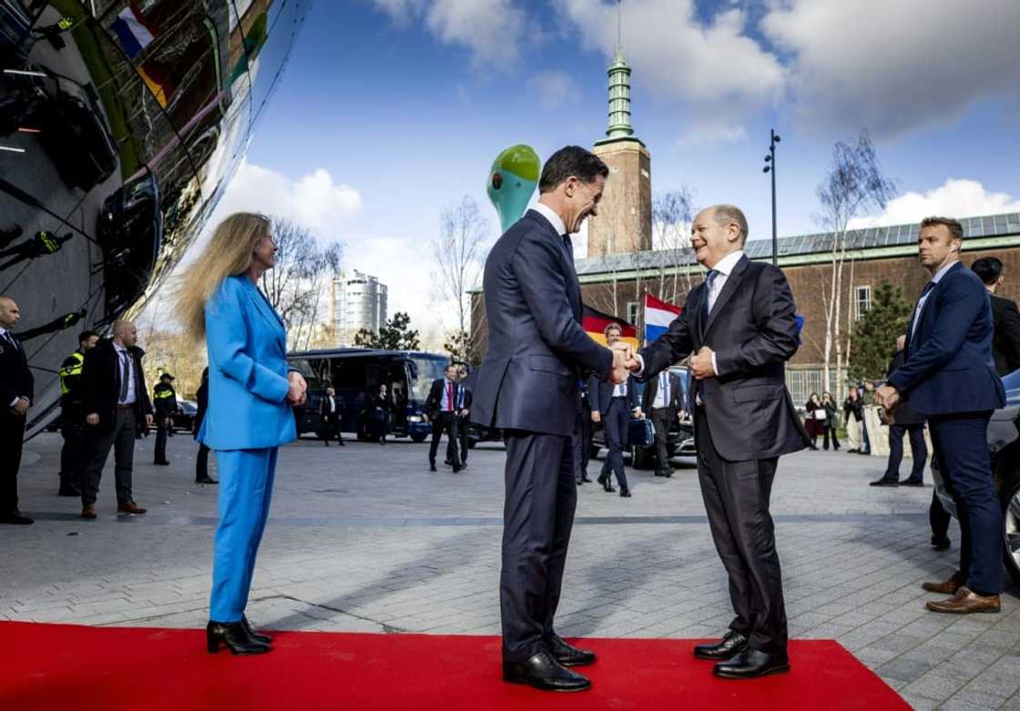 Dutch Prime Minister Mark Rutte and German Chancellor Olaf Scholz met at the Depot Boijmans Van Beuningen in Rotterdam