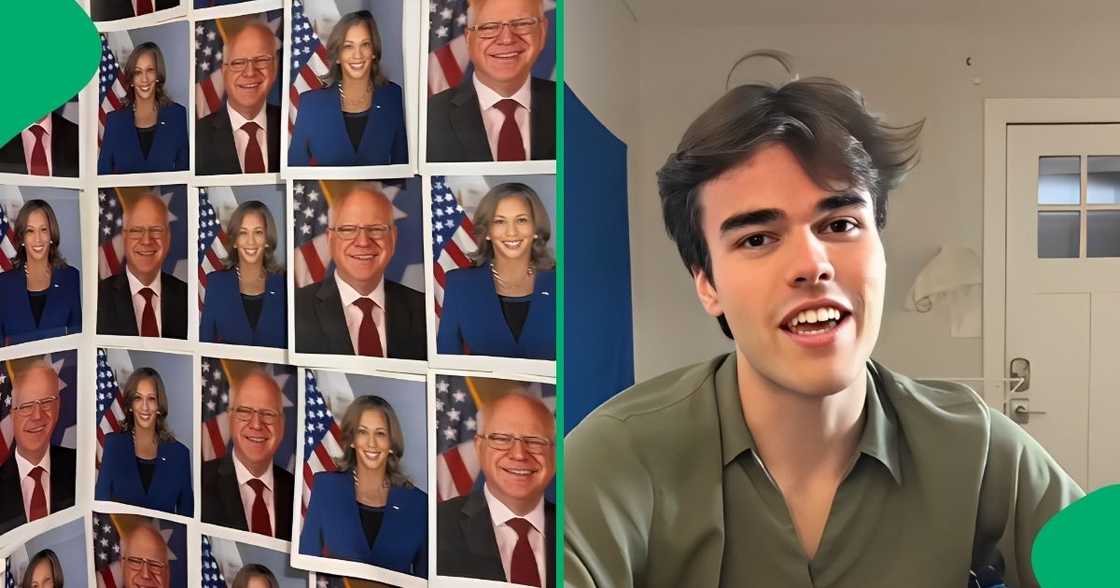 A young man made his mom angry after he decorated his room with photos of Kamala Harris and Tim Walz.