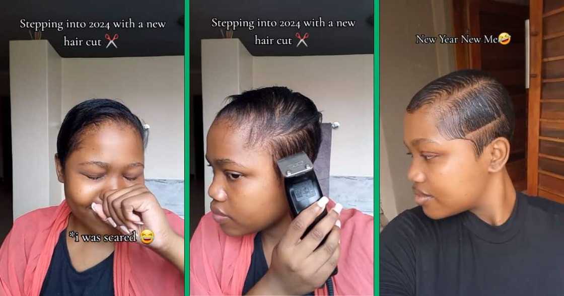 woman cuts hair woman cuts hair