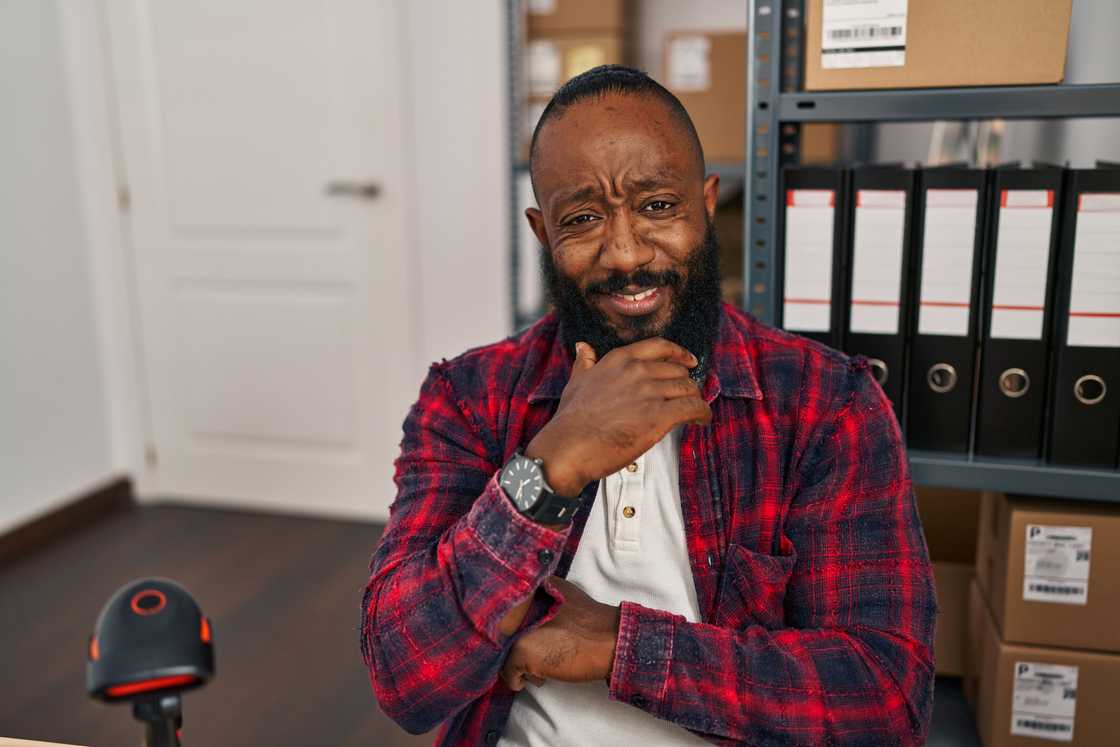 a man talking in the office