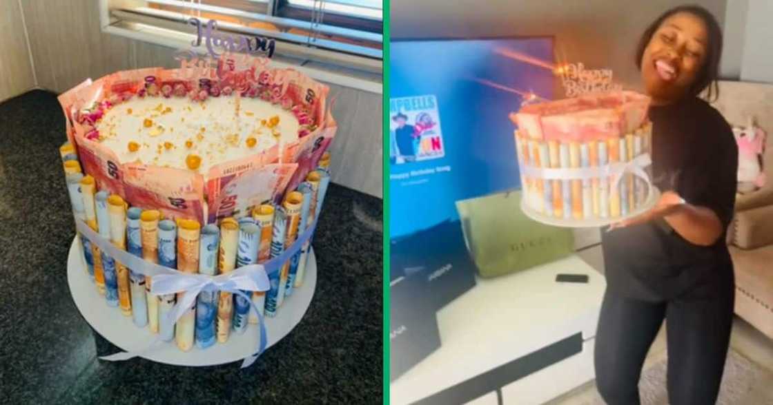 woman gifted R6000 money cake