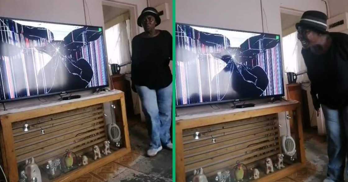 TikTok video shows woman reacting to TV screen TikTok video shows woman reacting to TV screen