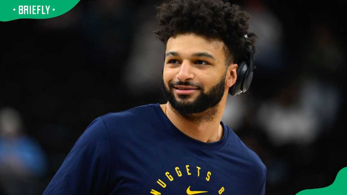 Jamal Murray during a 2024 game against the Utah Jazz at Delta Center in Salt Lake City, Utah