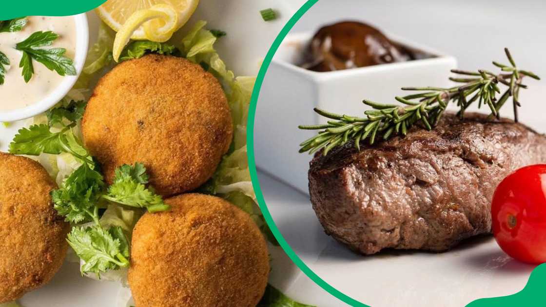 Little Havana's Thai spice fish cakes (L). The eatery's grilled steak (R)