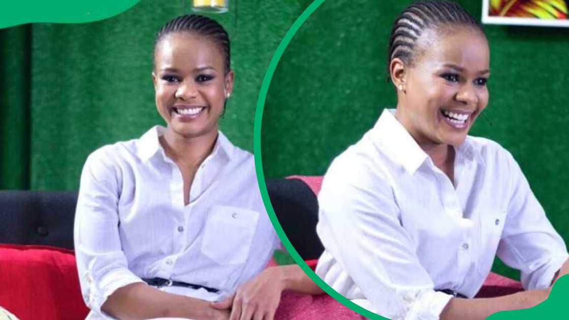 Actress Matshaba during a Cocktails & Chill appearance on Palm TV