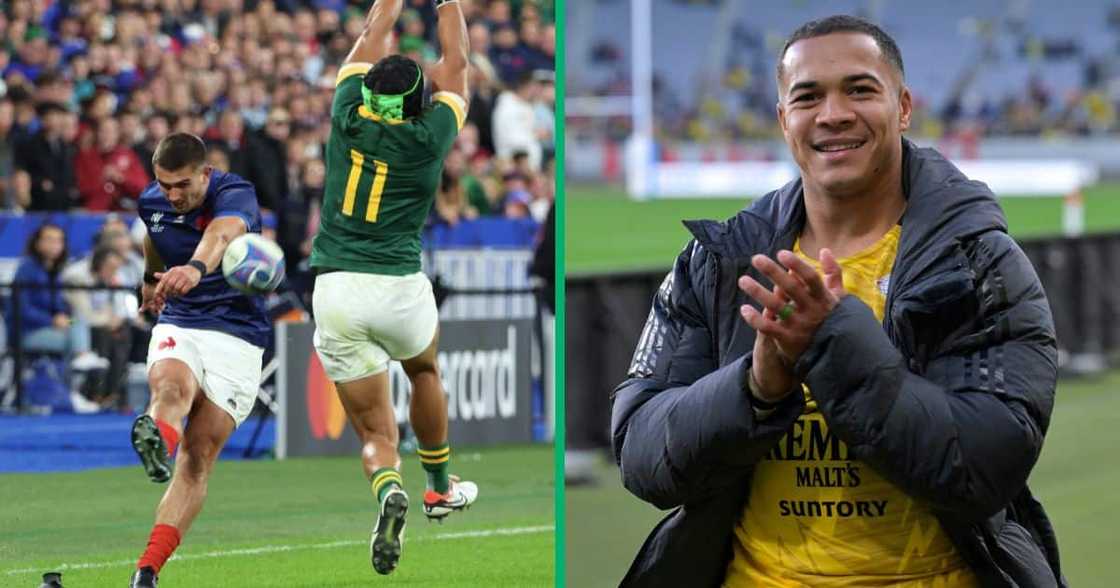 World champion Cheslin Kolbe opens up about his charge down against France. World champion Cheslin Kolbe opens up about his charge down against France.