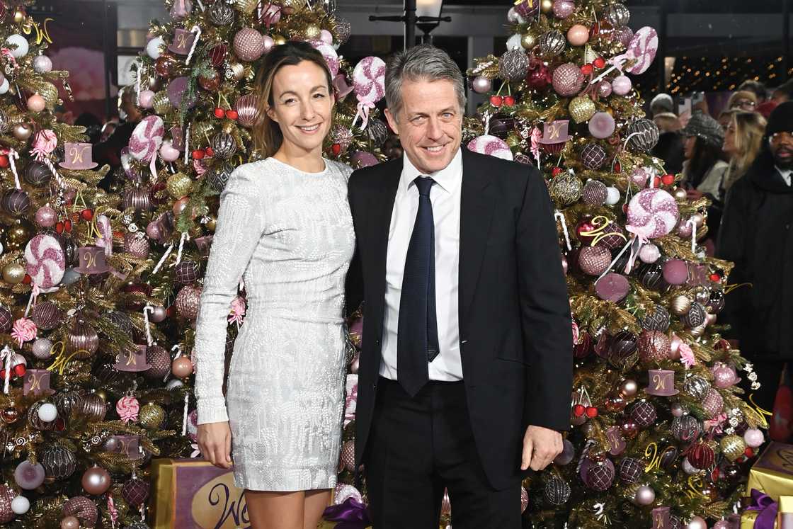 Anna Eberstein and Hugh Grant at the Wonka World Premiere