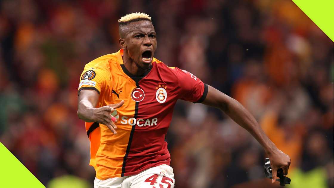 Victor Osimhen celebrates after scoring for Galatasaray