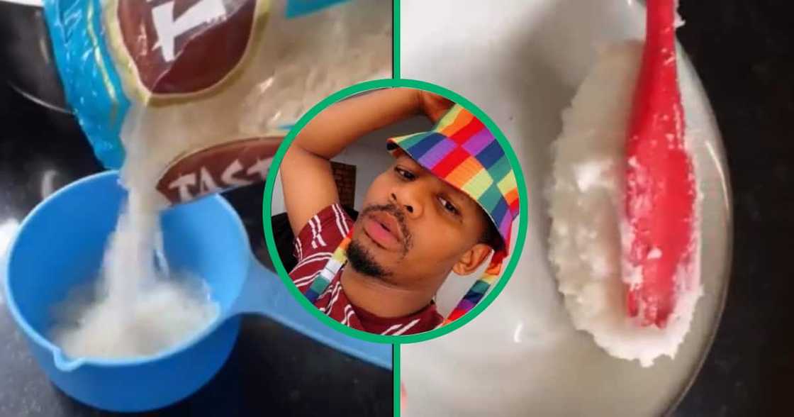 A video showing people how to make pap from rice on purpose has left Mzansi people with mixed feelings