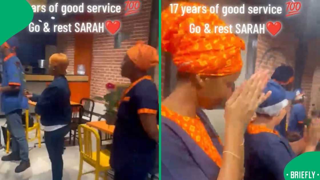 The visual on the left showed them giving her hugs