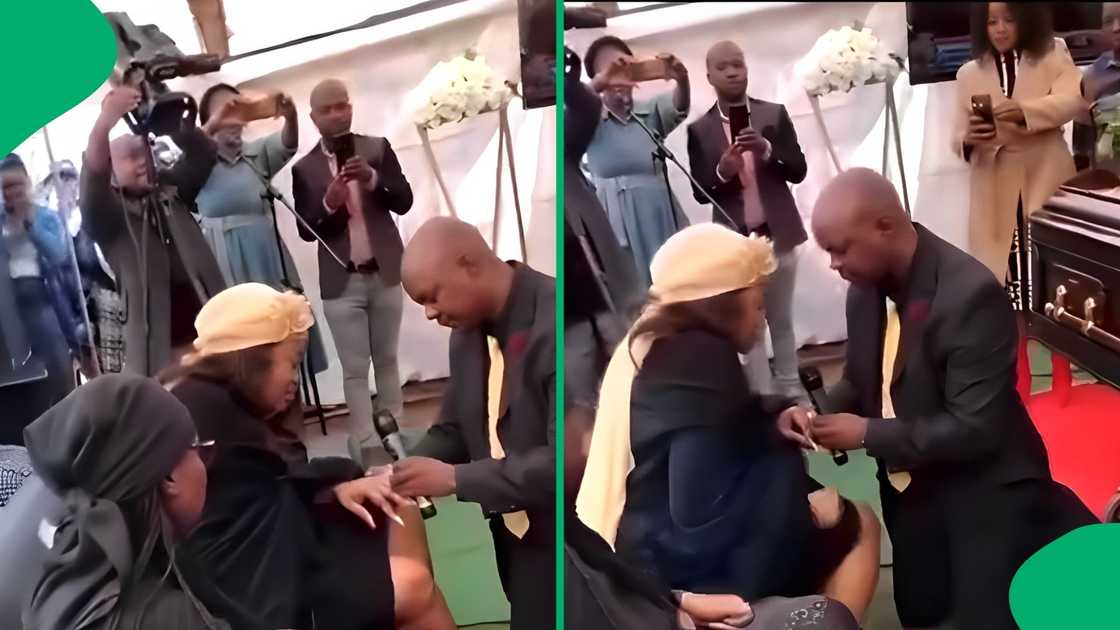 Social media users baffled after seeing a pastor seeking love at a funeral