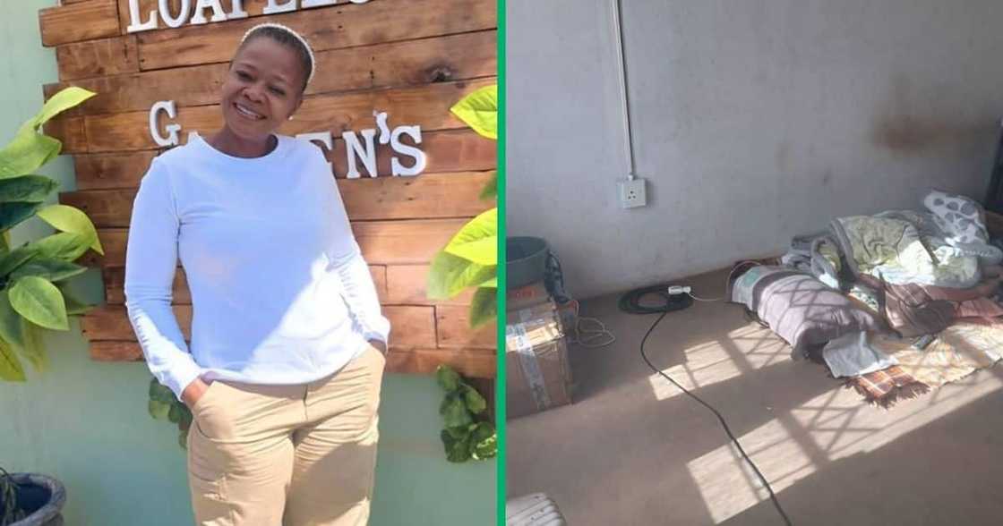 Black woman shows pictures of the inside of her house. Black woman shows pictures of the inside of her house.