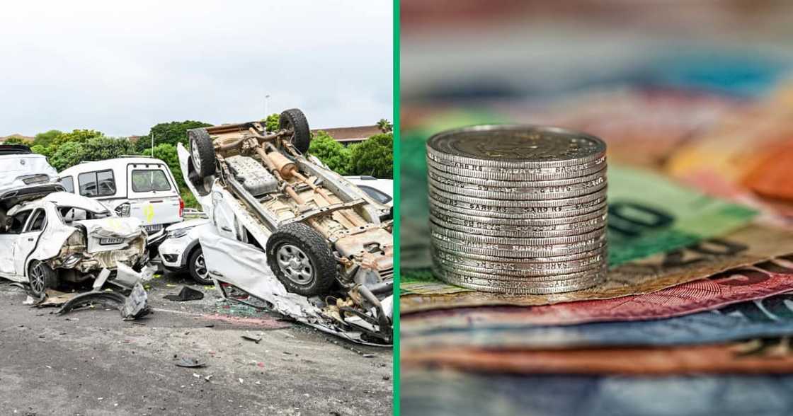 Car accident and money. Car accident and money.