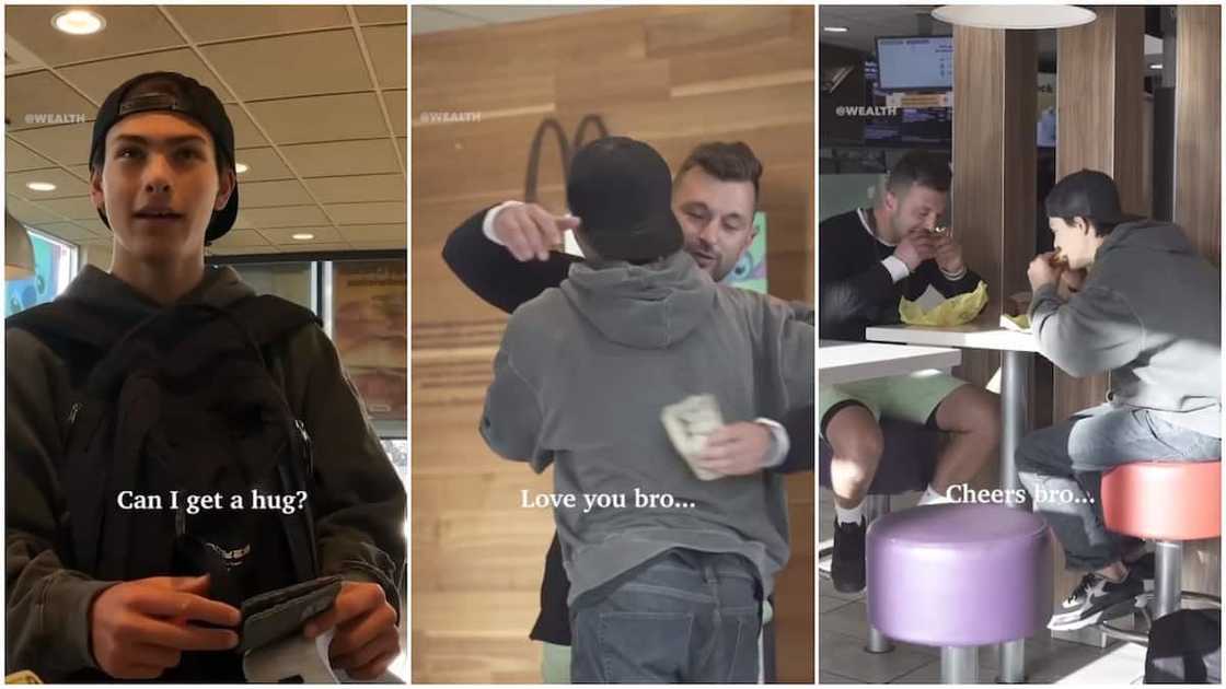 The kind man also bought food for the homeless. The kind man also bought food for the homeless.