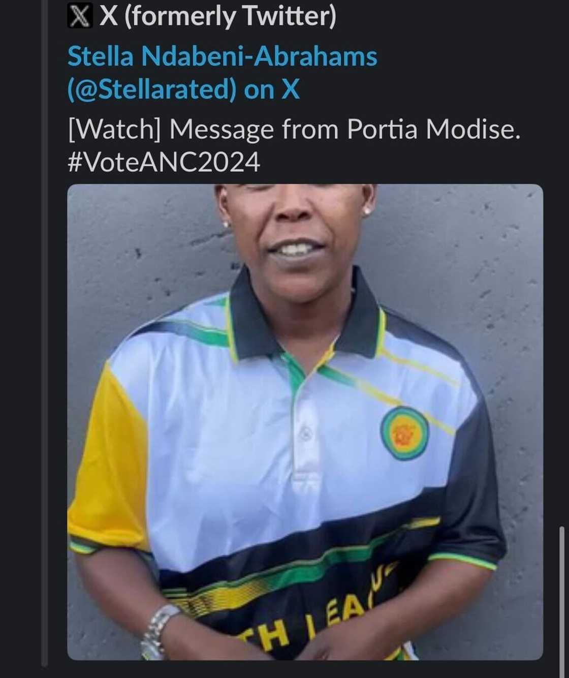 Portia Modise calls for people to vote ANC Portia Modise calls for people to vote ANC