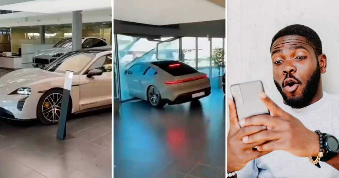 Driver, Crashes Porsche, Dealership, South Africa Driver, Crashes Porsche, Dealership, South Africa