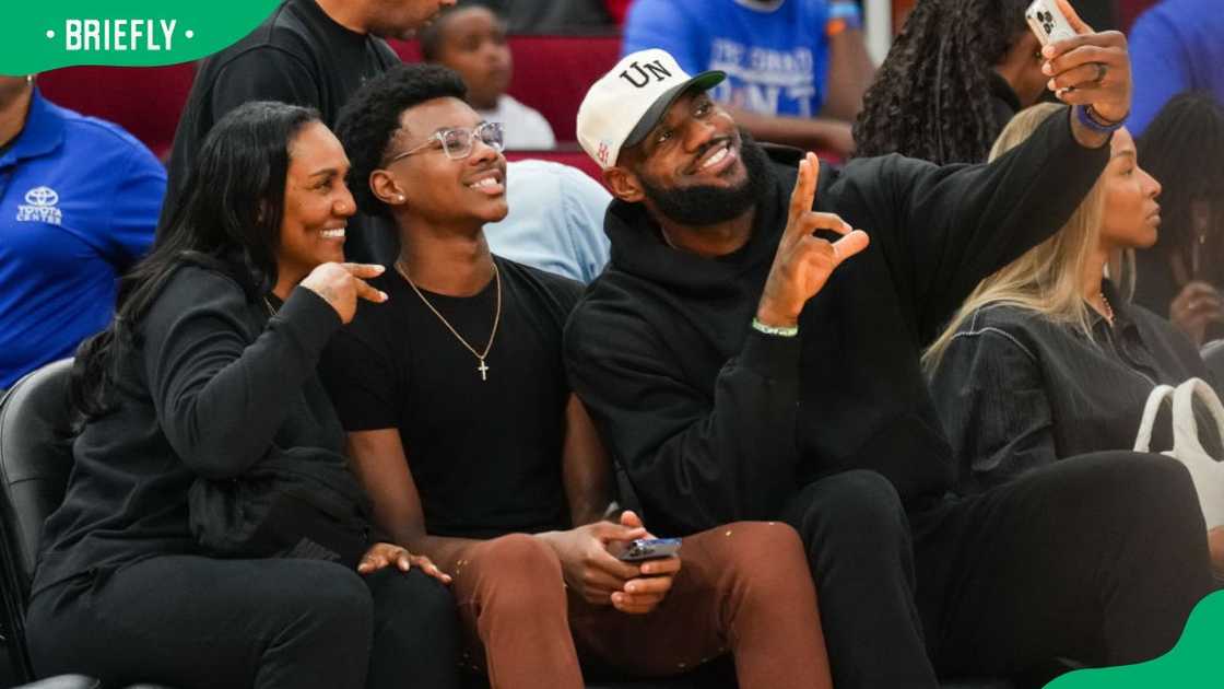 LeBron James at the 2023 McDonald's High School All-American Games at Toyota Center in Houston, Texas