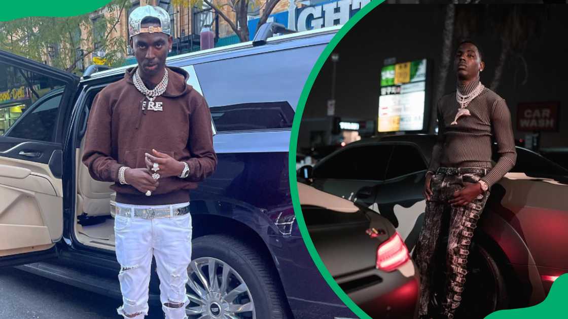 Young Dolph posing with some of his cars Young Dolph posing with some of his cars