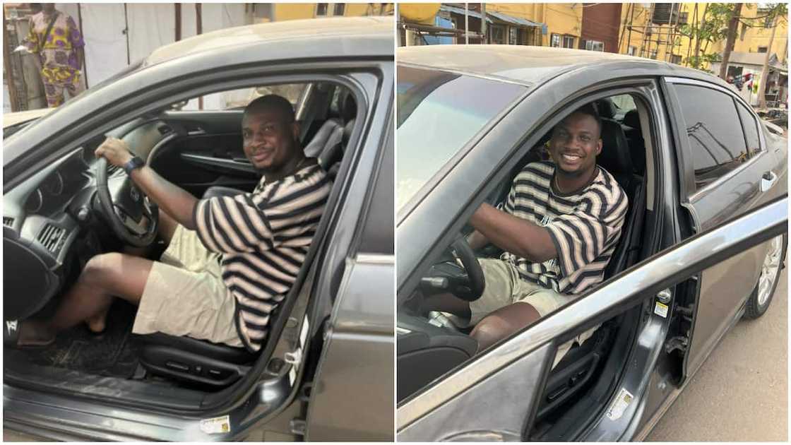 Man, Honda, car Man, Honda, car