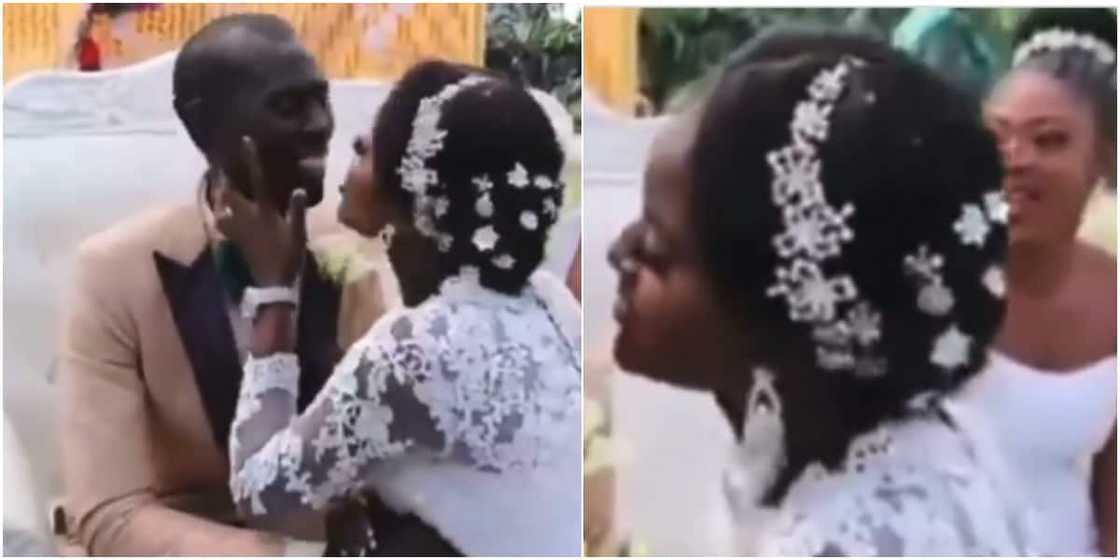 Kiss your wife: Many react to video as shy groom refuses to kiss bride on wedding day when she makes attempt Kiss your wife: Many react to video as shy groom refuses to kiss bride on wedding day when she makes attempt