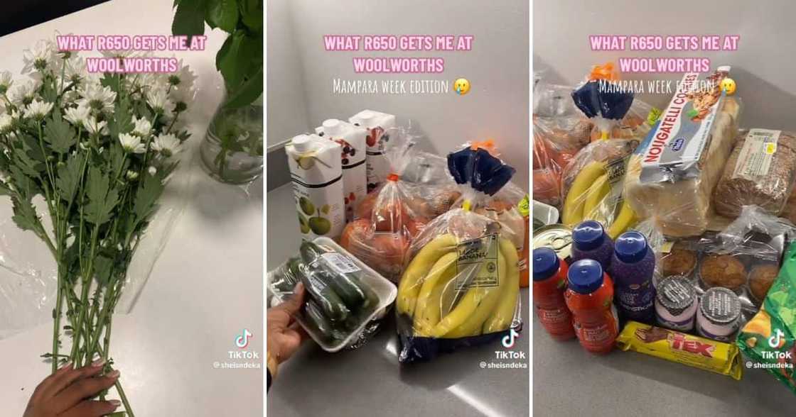 Woman shared her R650 grocery haul from Woolworths for mampara week