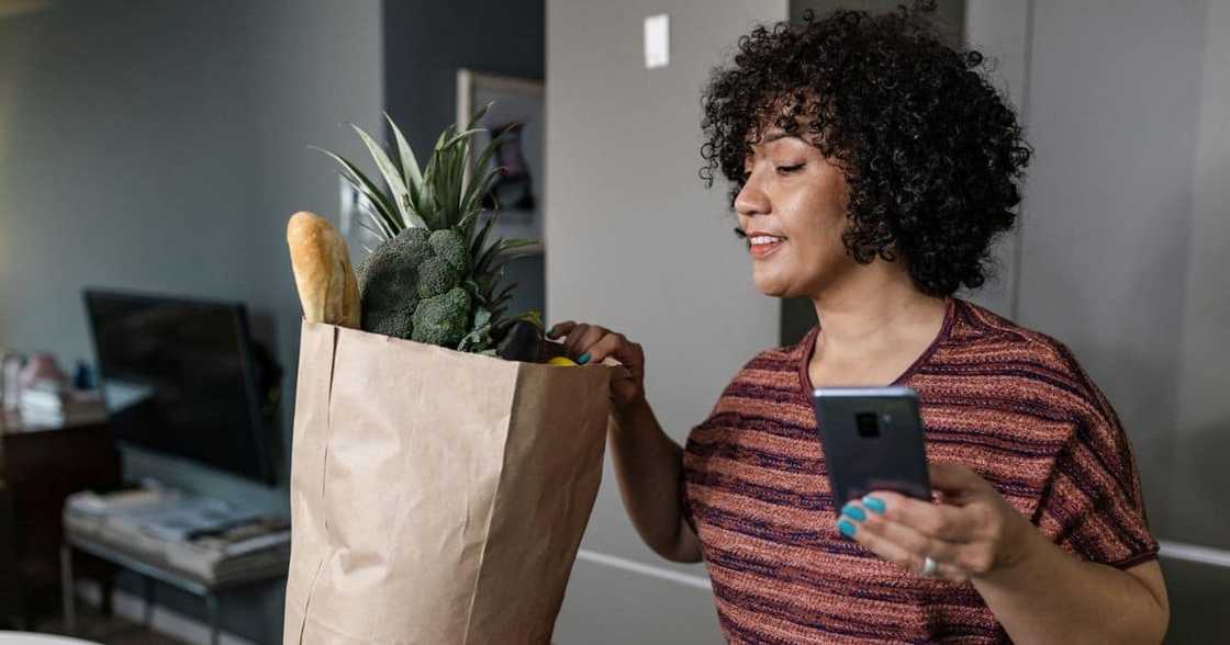 woman with groceries woman with groceries