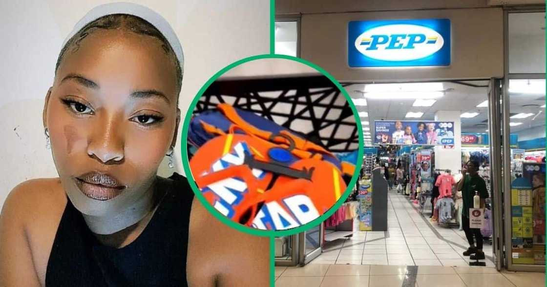Woman finds Pep Luck Star branded flipflops Woman finds Pep Luck Star branded flipflops