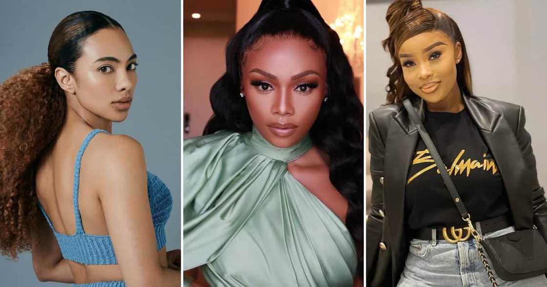 Amanda du-Pont, Bonang Matheba, Sithelo Shozi, Charlize Theron, and Zozibini Tunzi are anti-GBV advocate Amanda du-Pont, Bonang Matheba, Sithelo Shozi, Charlize Theron, and Zozibini Tunzi are anti-GBV advocate