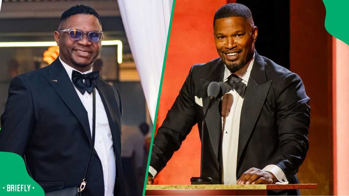 DJ Bongz couldn't hide his excitement at Jamie Foxx doing his dance DJ Bongz couldn't hide his excitement at Jamie Foxx doing his dance