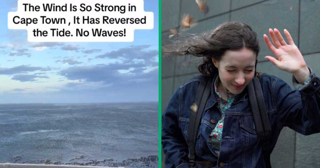 A TikTok video of Cape Town winds pushing back ocean tides has sparked tsunami fears. A TikTok video of Cape Town winds pushing back ocean tides has sparked tsunami fears.