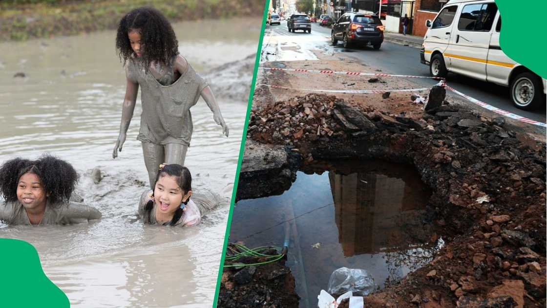 Eldorado Park children swam in a pothole in Eldorado Park