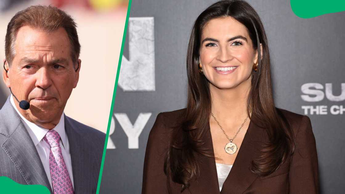 Nick Saban at Memorial Stadium in 2024. Kaitlan Collins at the Museum of Modern Art in 2024 (R)