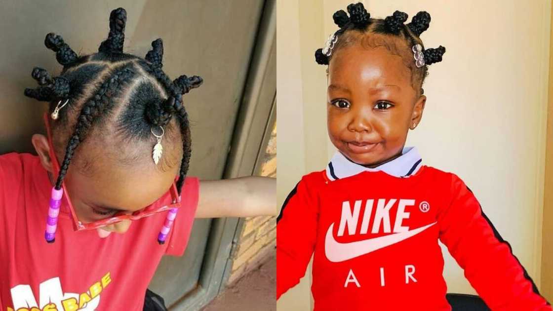 Bantu knots with bead styling Bantu knots with bead styling