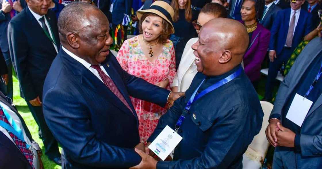 President Cyril Ramaphosa with EFF leader Julius Malema