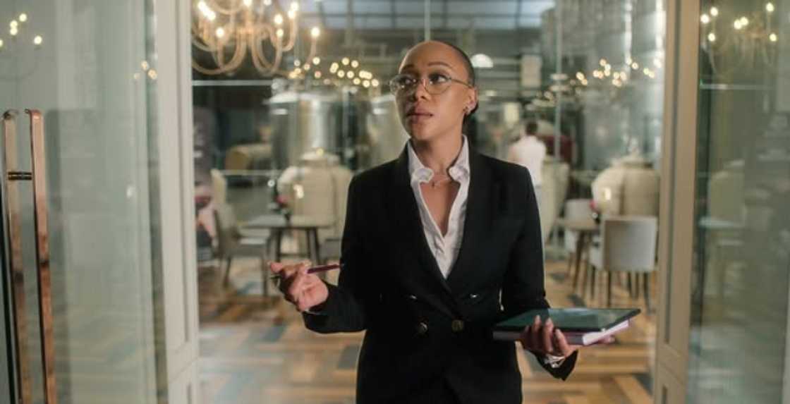 Thando Thabethe stars as Lena on the Netflix film. Thando Thabethe stars as Lena on the Netflix film.