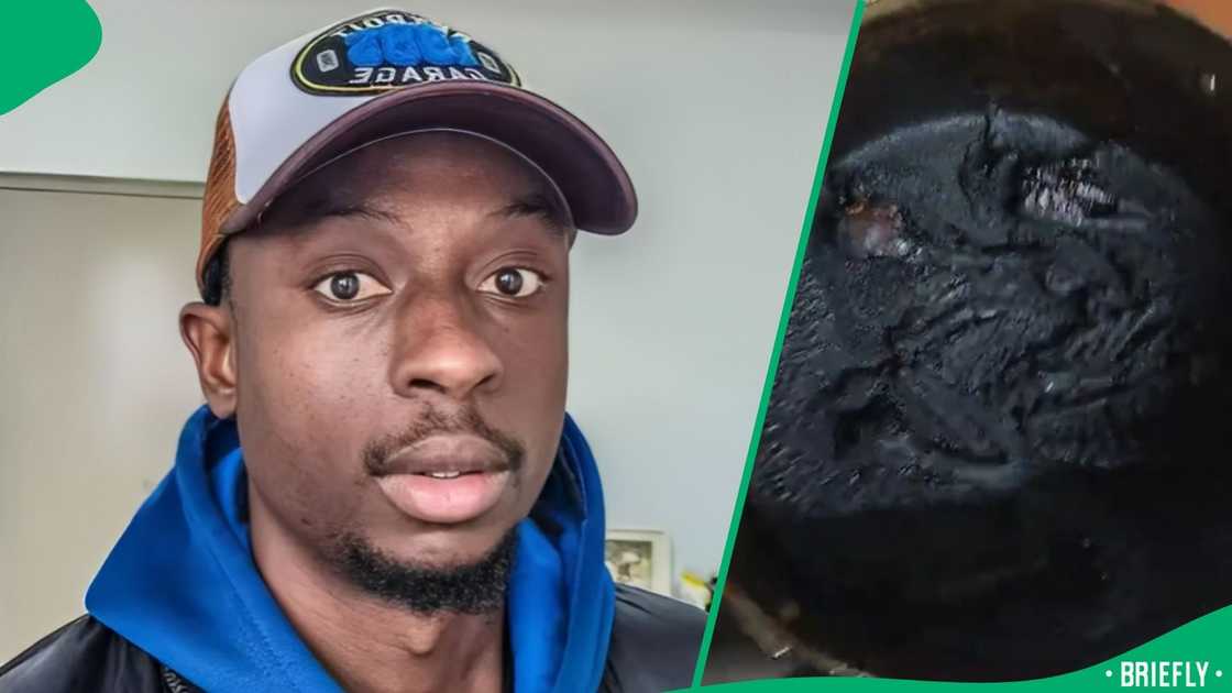 Social media users advised a local man to get a wife after seeing how he burnt his food Social media users advised a local man to get a wife after seeing how he burnt his food