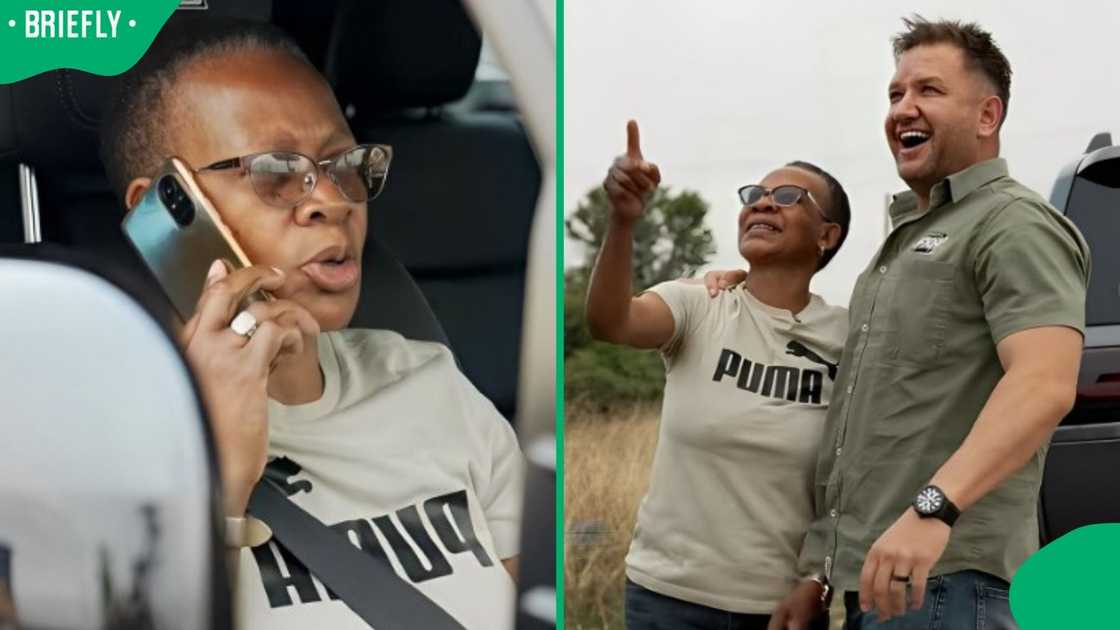 Sis Thembi tried to promote the giveaway vehicle. Sis Thembi tried to promote the giveaway vehicle.