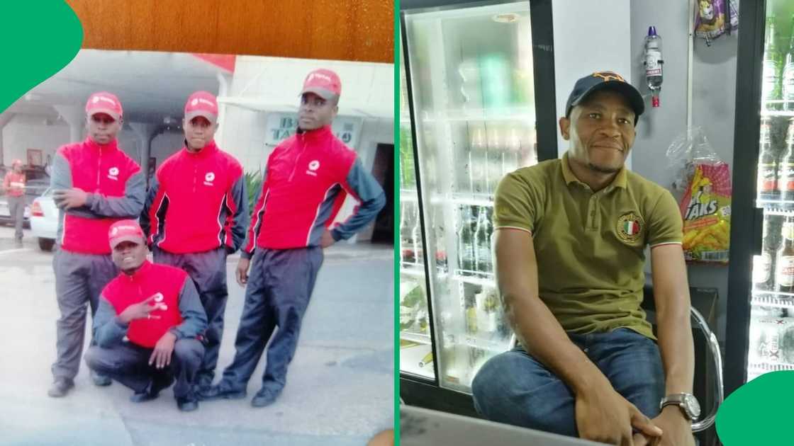 A man worked for 10 years as a petrol attendant and is now a businessman.