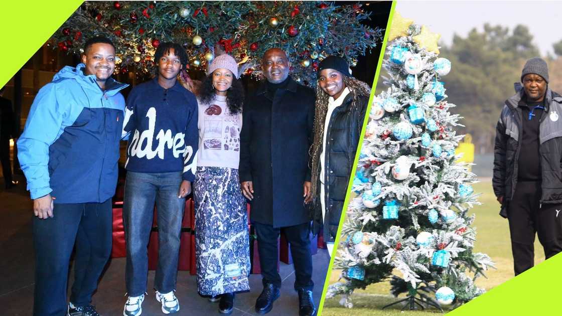 Pitso Mosimane poses for picture with family for Christmas celebration. Pitso Mosimane poses for picture with family for Christmas celebration.
