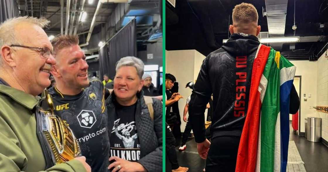UFC world champion Dricus du Plessis with his parents UFC world champion Dricus du Plessis with his parents