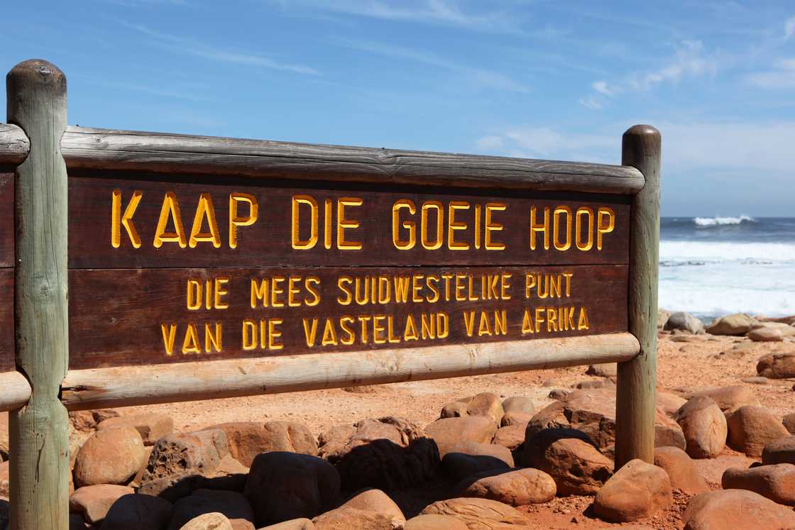 An Afrikaans sign located at the Cape of Good Hope in Cape Town An Afrikaans sign located at the Cape of Good Hope in Cape Town