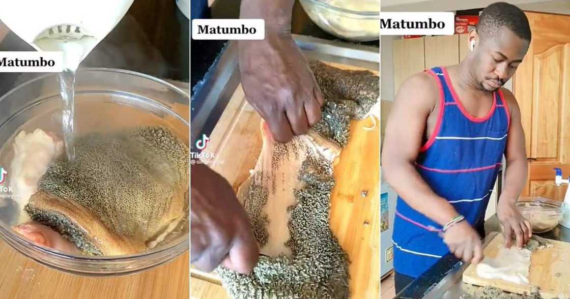 Man cooks tripe Man cooks tripe