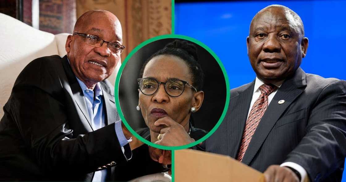 Collage image of Jacob Zuma, Judge Mandisa Maya, President Cyril Ramaphosa